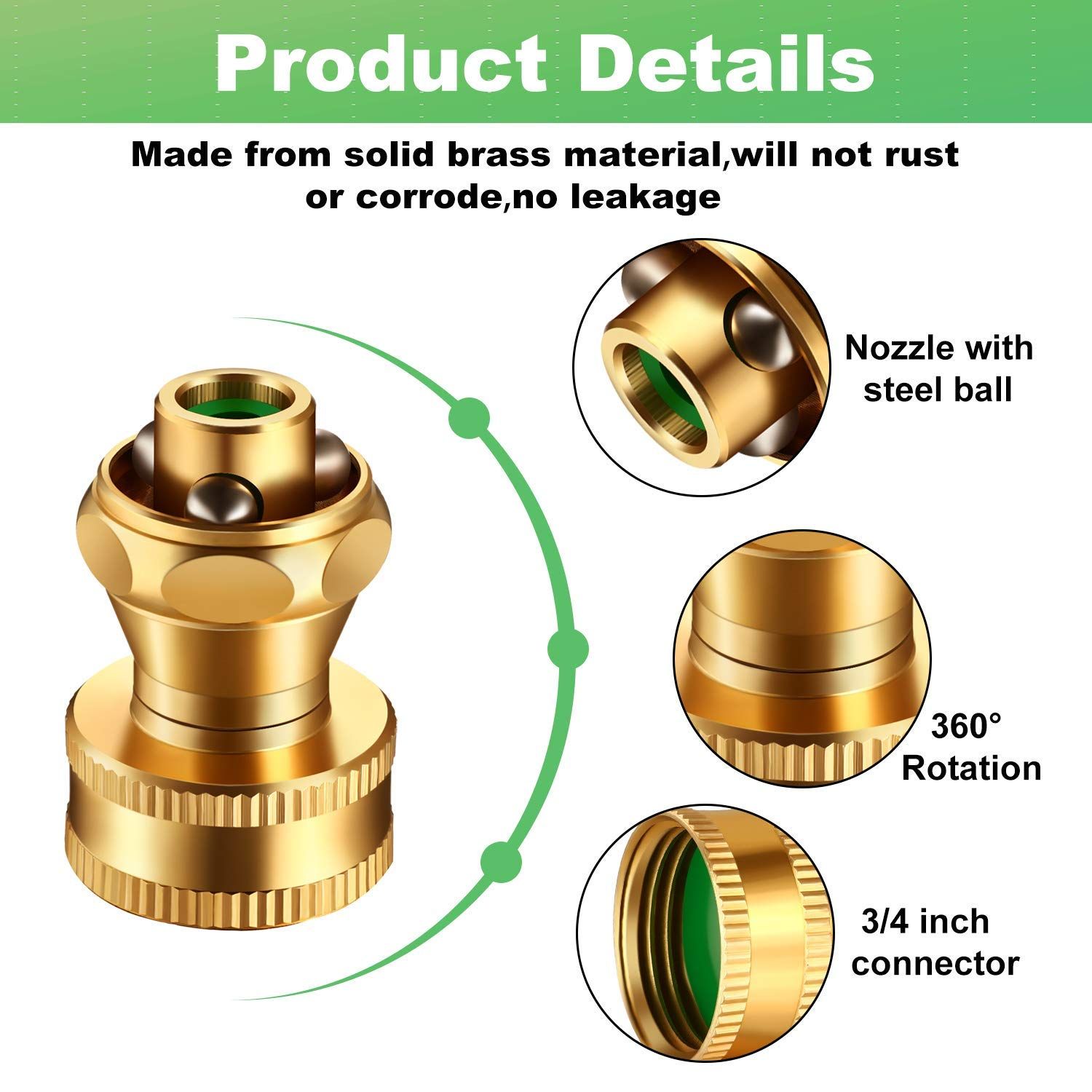 3 pc Brass Nozzle Power Brass Nozzle Hose Nozzle view 2
