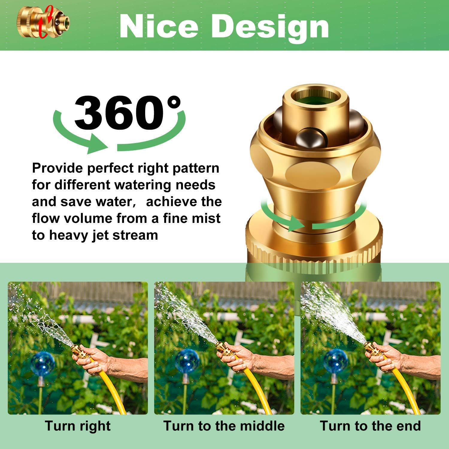3 pc Brass Nozzle Power Brass Nozzle Hose Nozzle view 4
