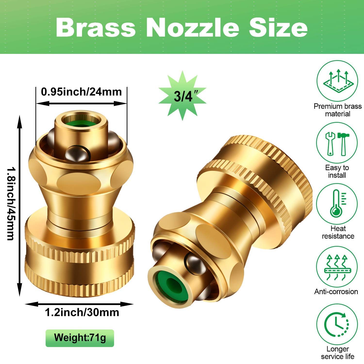 3 pc Brass Nozzle Power Brass Nozzle Hose Nozzle view 5