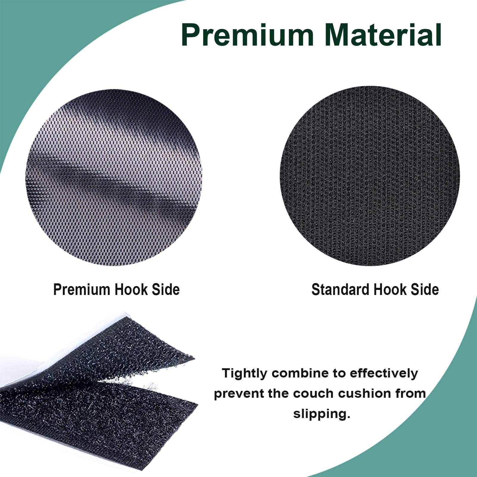 2pc Feet Black Heavy Duty Hook and Loop Tape Adhesive view 5