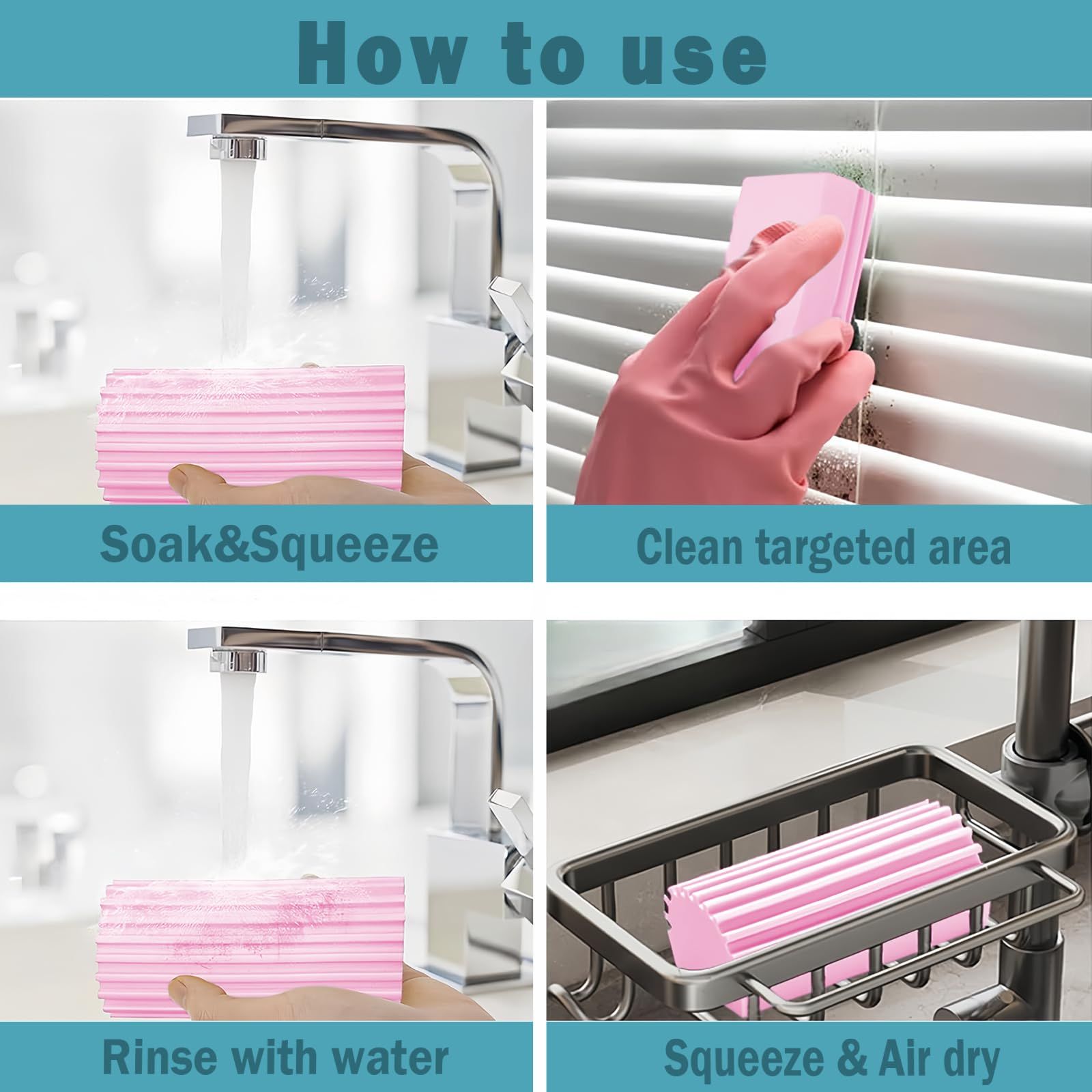 4pc Damp Duster Sponge Magical Eraser Sponge Damp Clean Duster Sponge with view 5