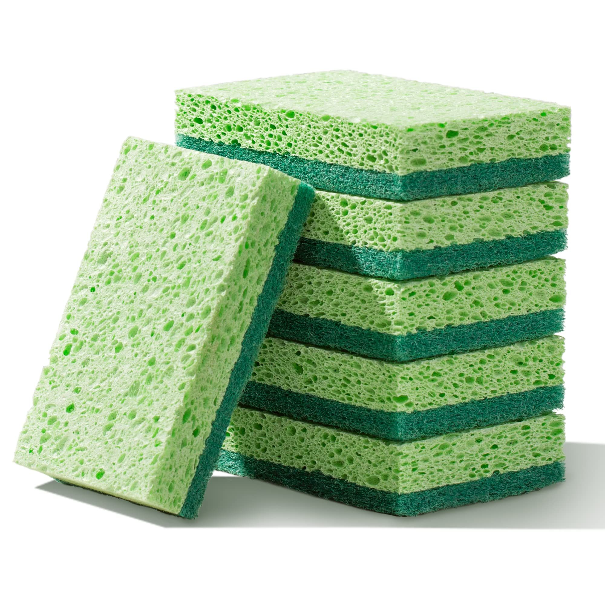 6pc Clean Sponges,Dual-Sided Non-Scratch Soft Scrub Dish Sponges, Safe for