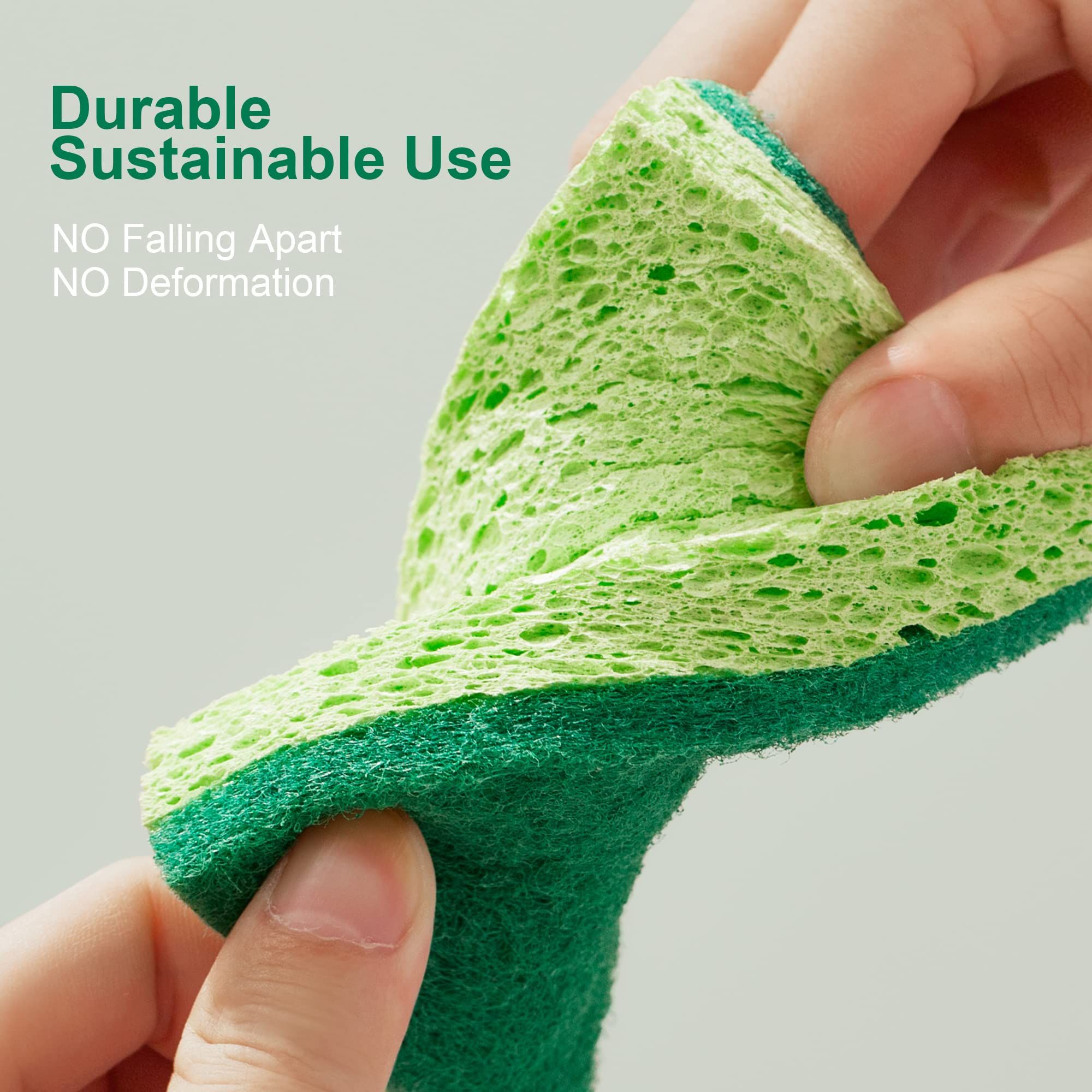 6pc Clean Sponges,Dual-Sided Non-Scratch Soft Scrub Dish Sponges, Safe for view 2