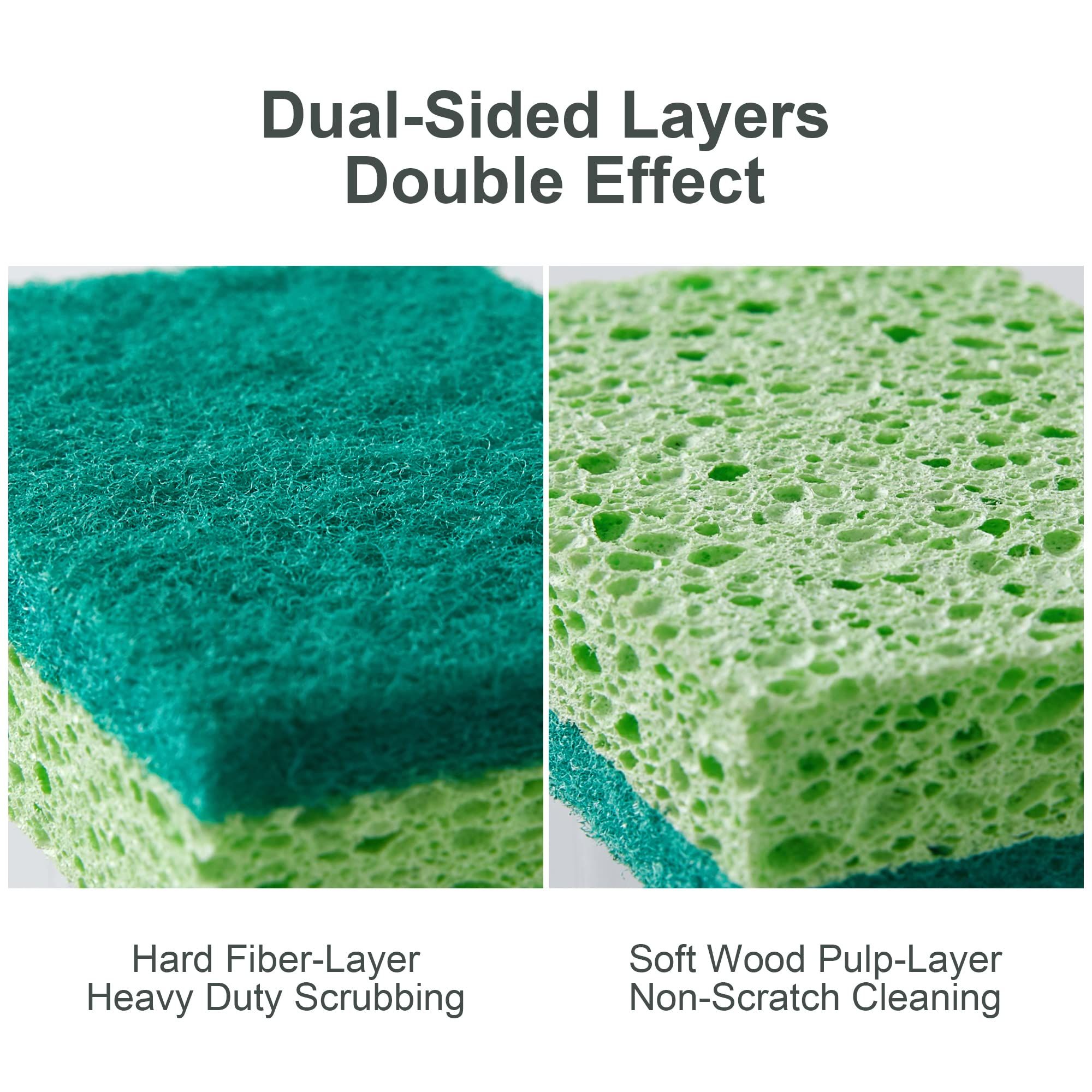 6pc Clean Sponges,Dual-Sided Non-Scratch Soft Scrub Dish Sponges, Safe for view 3