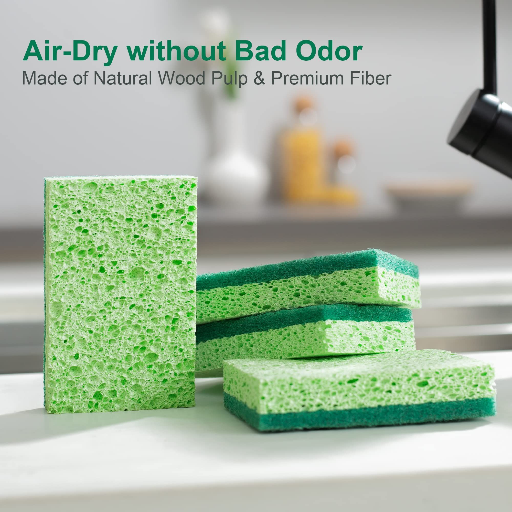 6pc Clean Sponges,Dual-Sided Non-Scratch Soft Scrub Dish Sponges, Safe for view 4