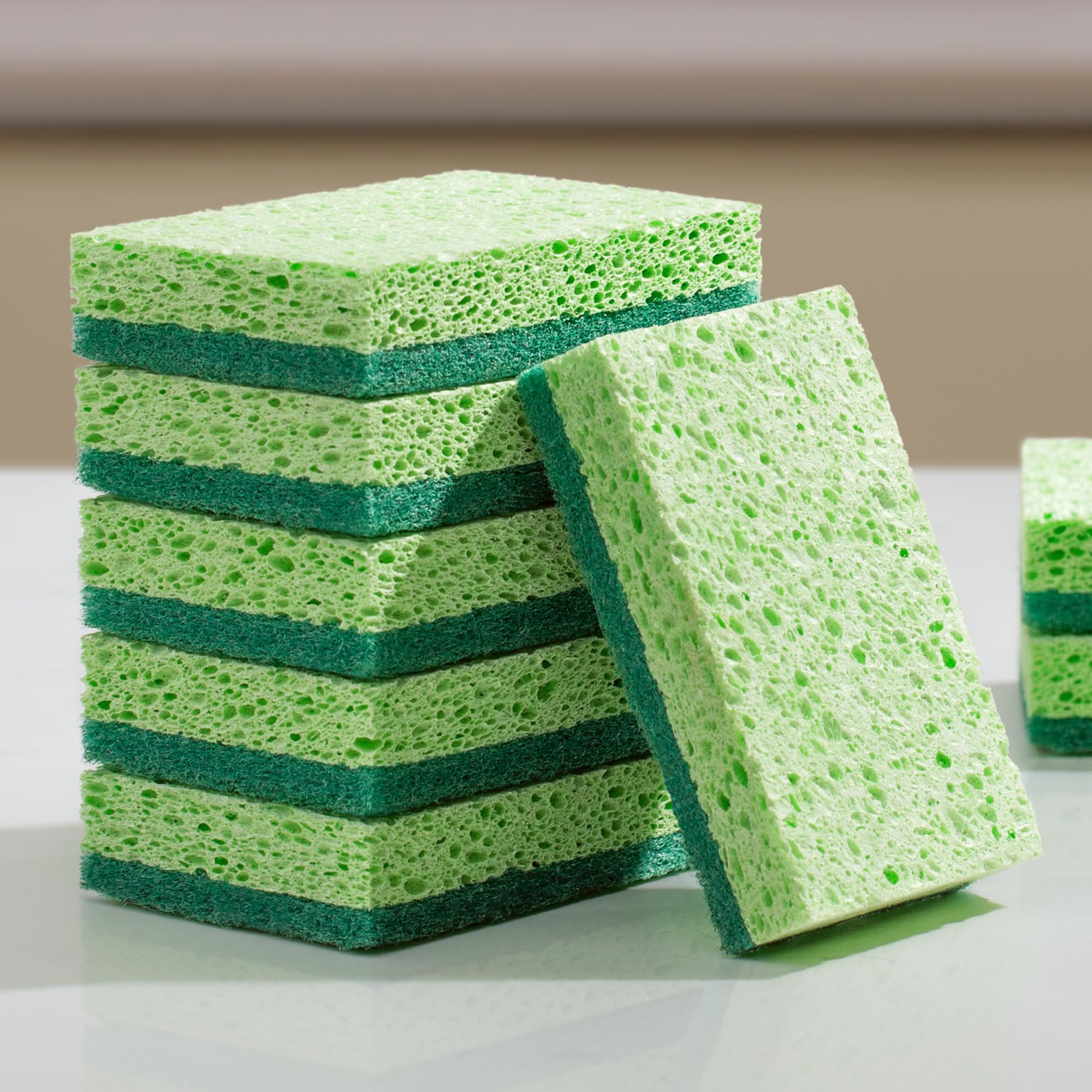 6pc Clean Sponges,Dual-Sided Non-Scratch Soft Scrub Dish Sponges, Safe for view 5