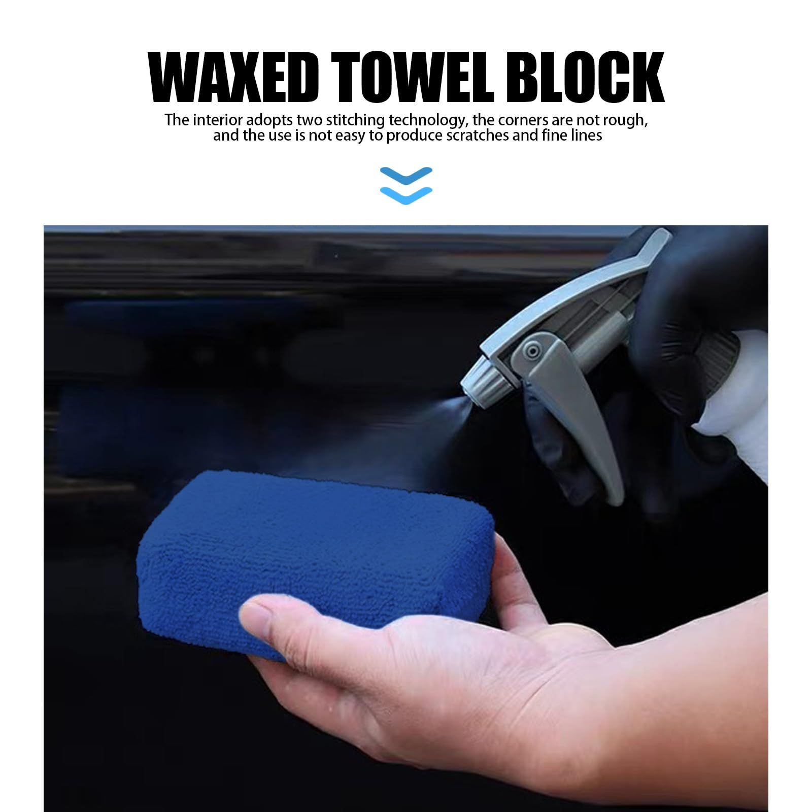 2 PCS Car Wash Wax Wipe, Microfiber Terry Cloth Absorbent Cleaning Sponge view 3
