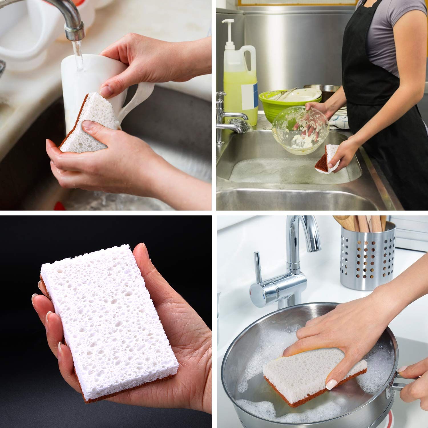 12pc Palm Fiber Scrubbing Sponge with Non Scratch Biodegradable Compostable view 2
