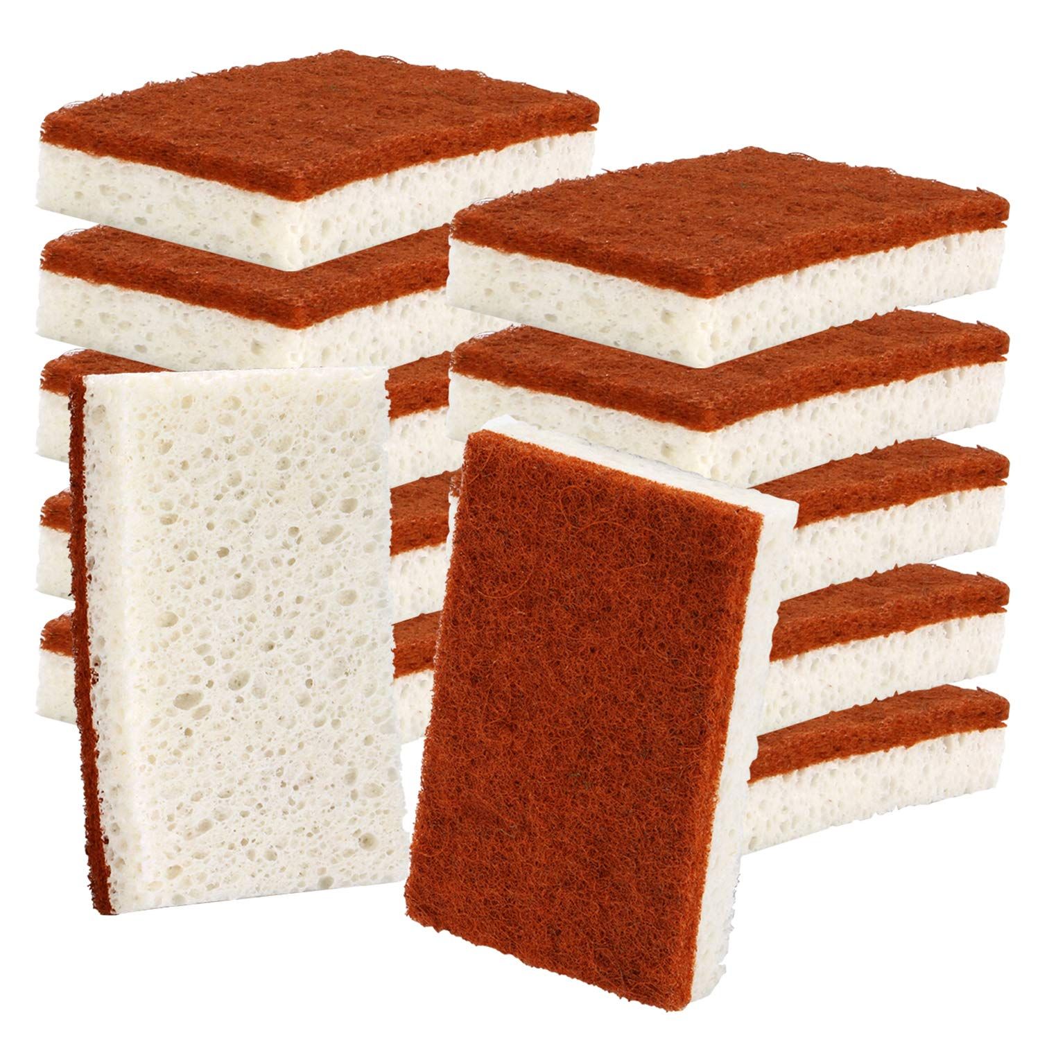 12pc Palm Fiber Scrubbing Sponge with Non Scratch Biodegradable Compostable view 4