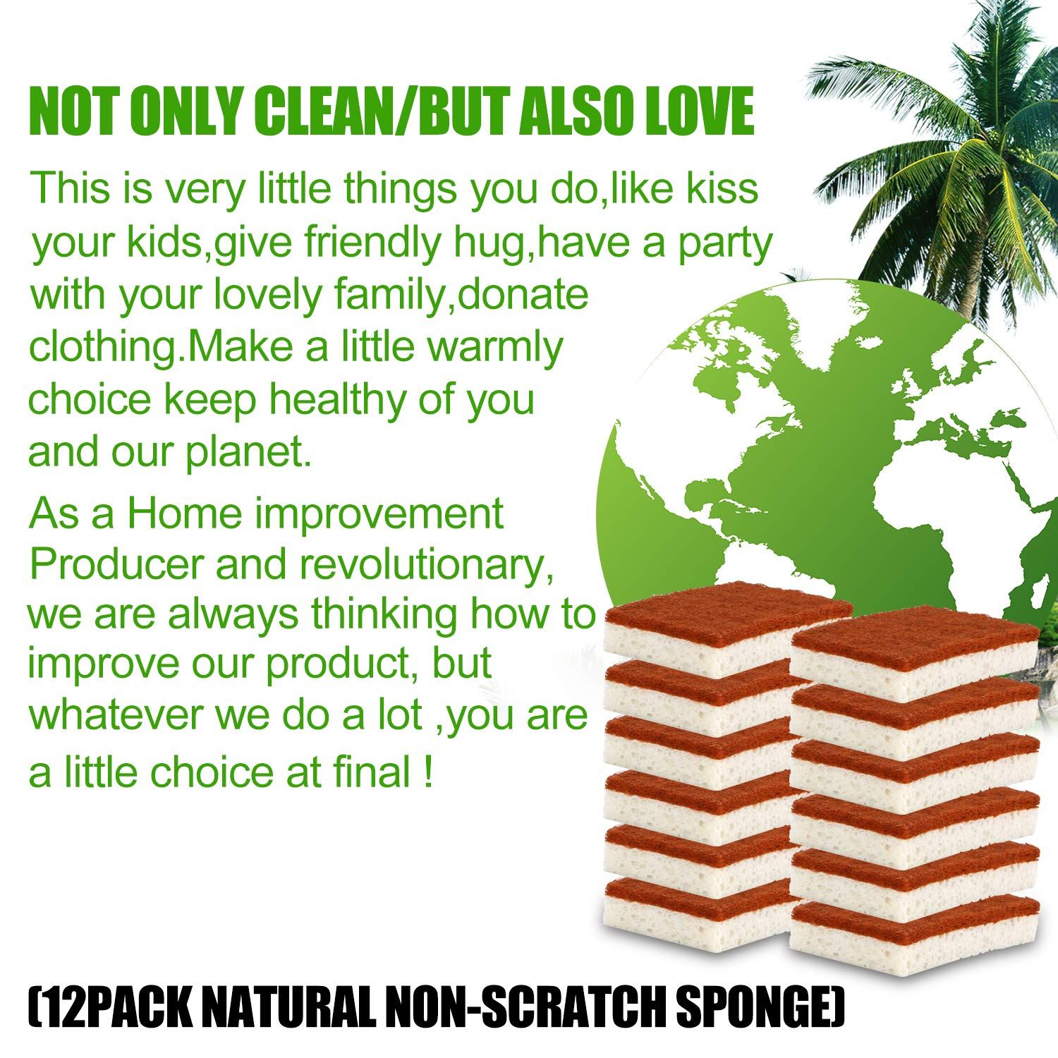 12pc Palm Fiber Scrubbing Sponge with Non Scratch Biodegradable Compostable view 5
