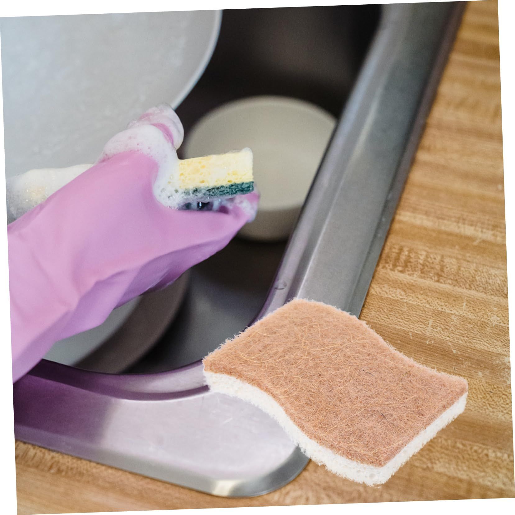 6pc Non-Scratch Scrub Sponge- Natural Sponges for Non-Stick Cookware view 4