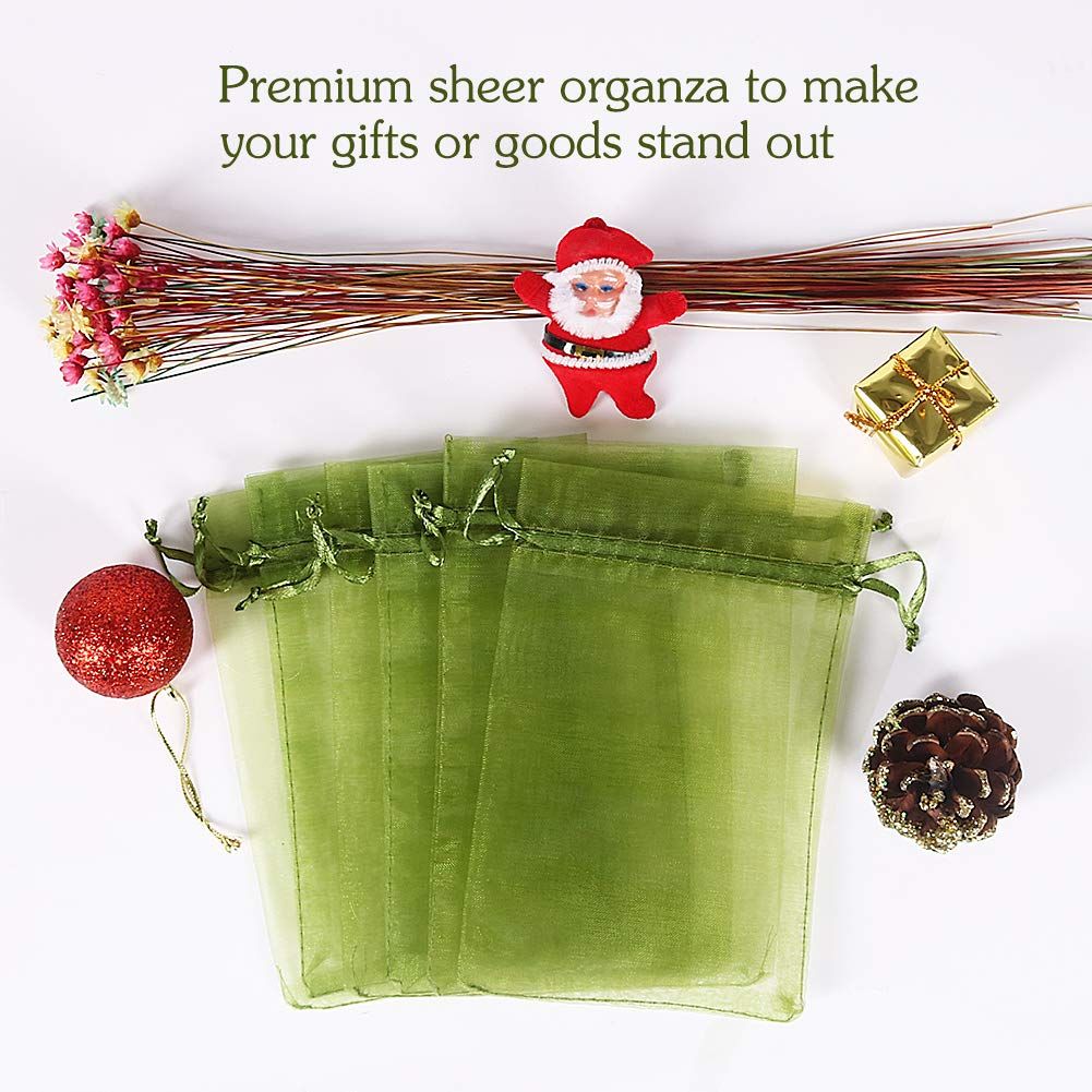 100pcs Drawstring Bags Olive Green view 2