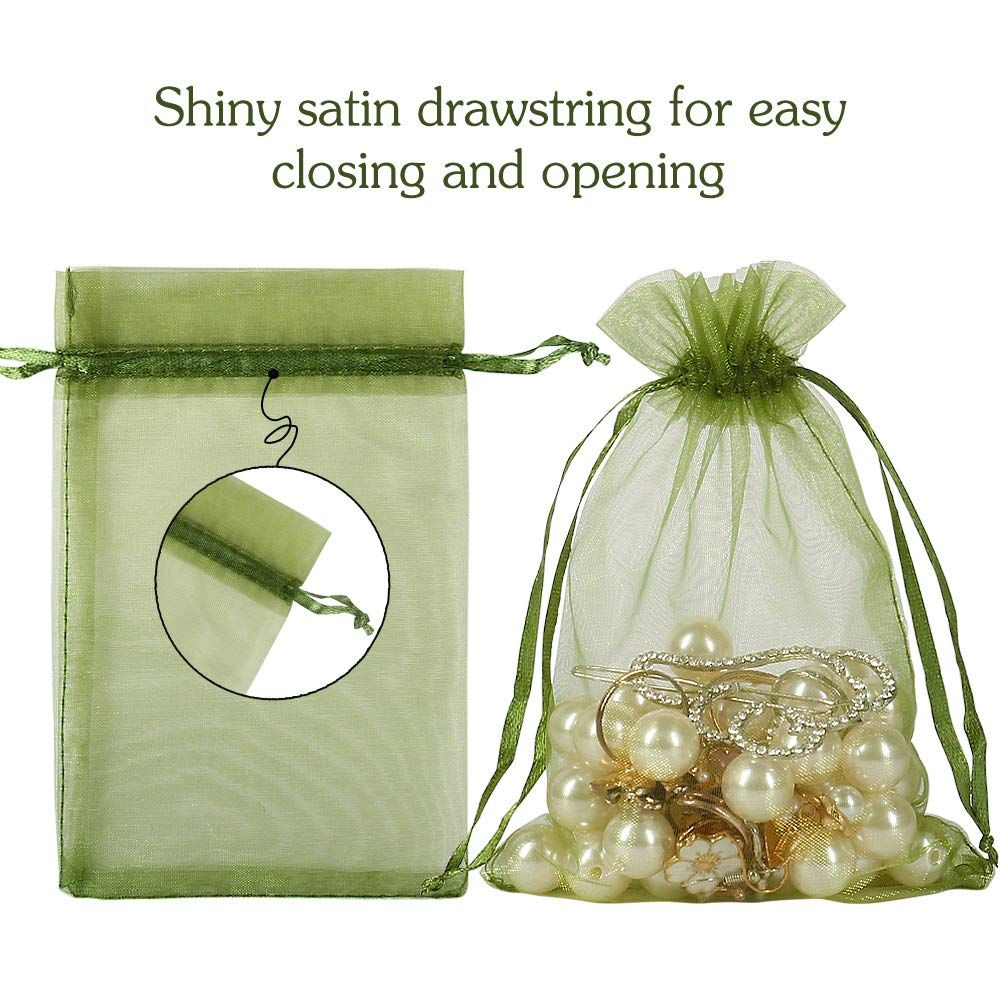 100pcs Drawstring Bags Olive Green view 5