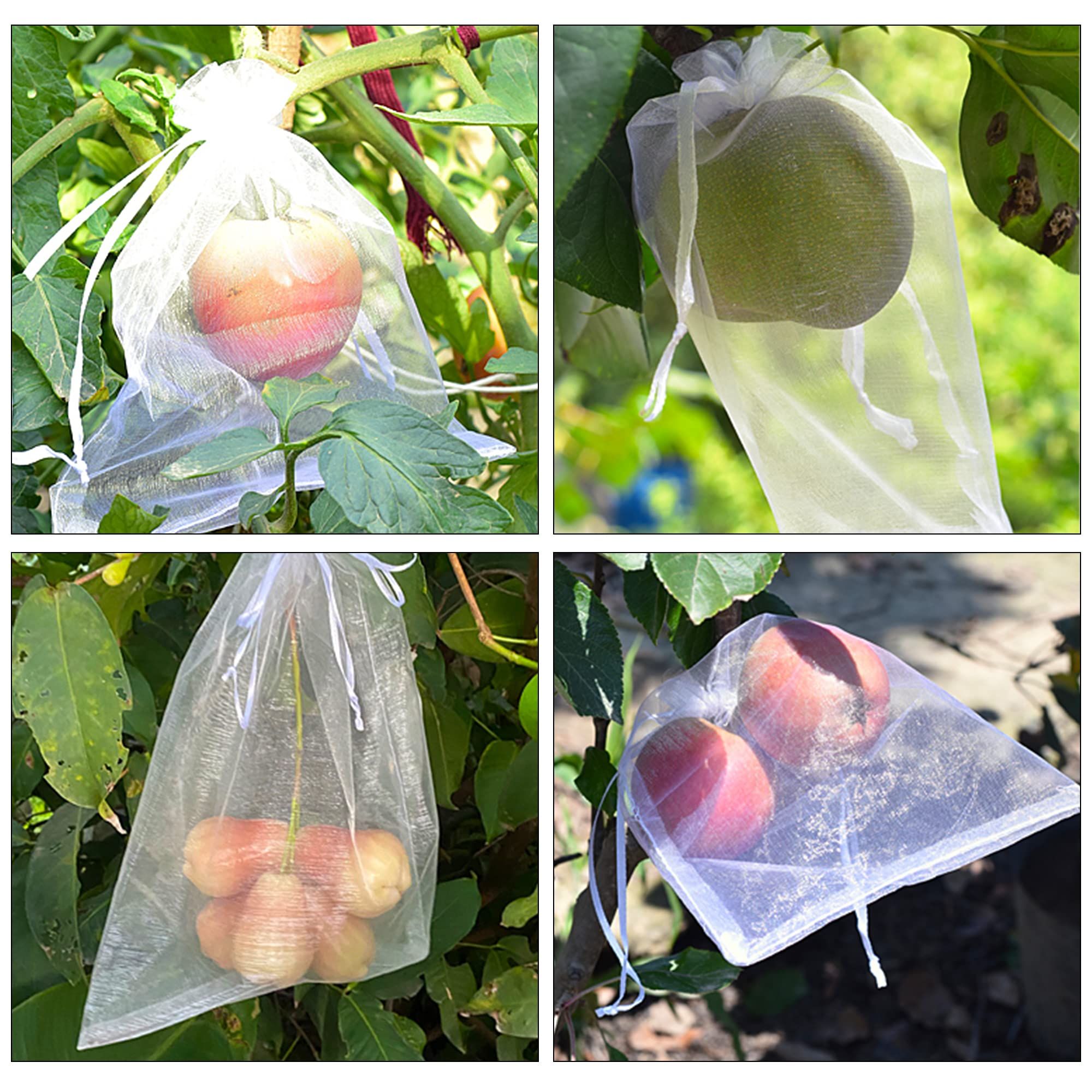 100 Pieces Fruit Netting Bags - Fruit Protection Bags with Drawstring view 4