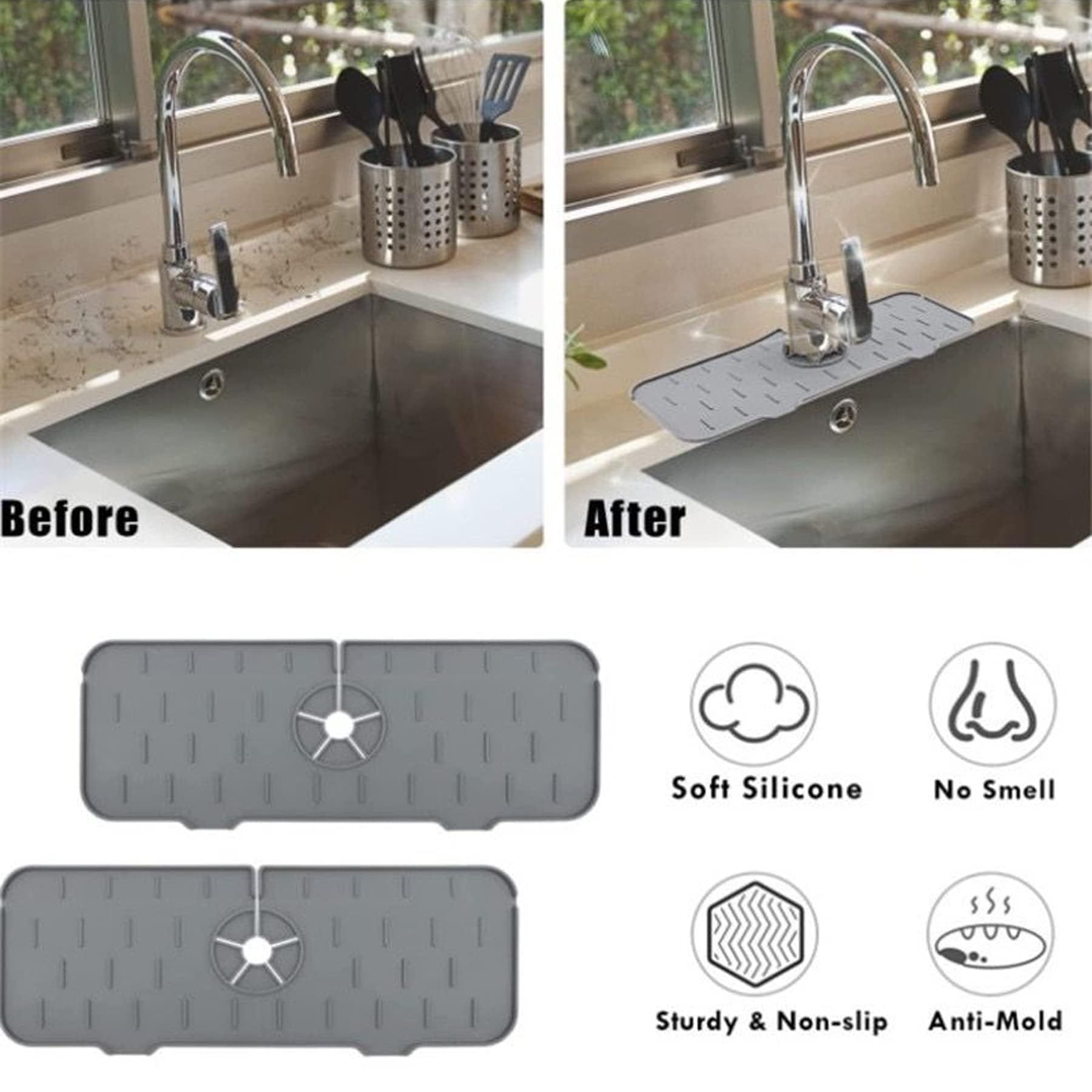 Kitchen Bathroom Silicon Sink Splash Drying Mat view 3