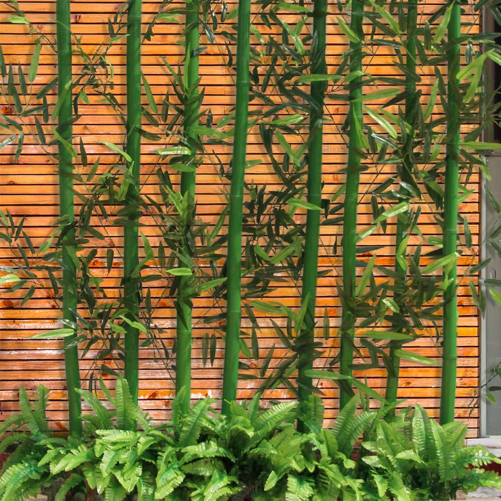20Pcs Artificial Bamboo Leaves Fake Green Bamboo Stick Greenery Plant for view 2