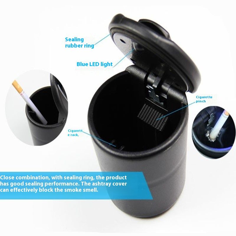 Car Ashtray with Lid Auto Ashtrays Smell Proof Smokeless Ashtray for Car Easy view 3