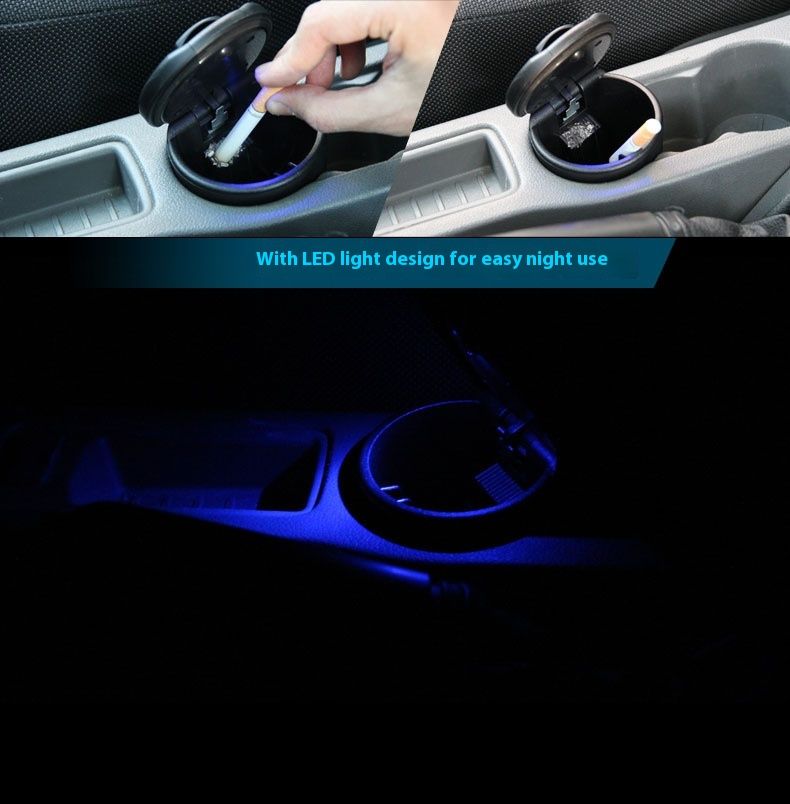 Car Ashtray with Lid Auto Ashtrays Smell Proof Smokeless Ashtray for Car Easy view 7
