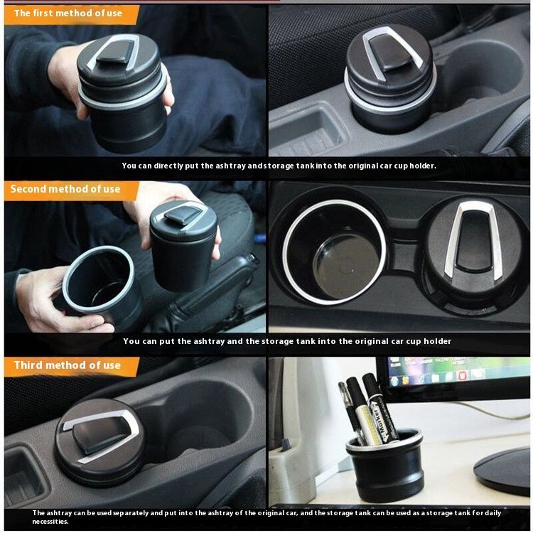 Car Ashtray with Lid Auto Ashtrays Smell Proof Smokeless Ashtray for Car Easy view 10