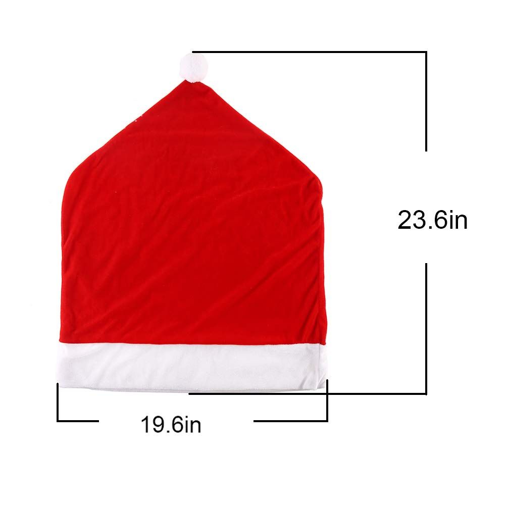 2 PCS Red Hat Dining Chair Slipcovers，Christmas Chair Back Covers Kitchen view 3