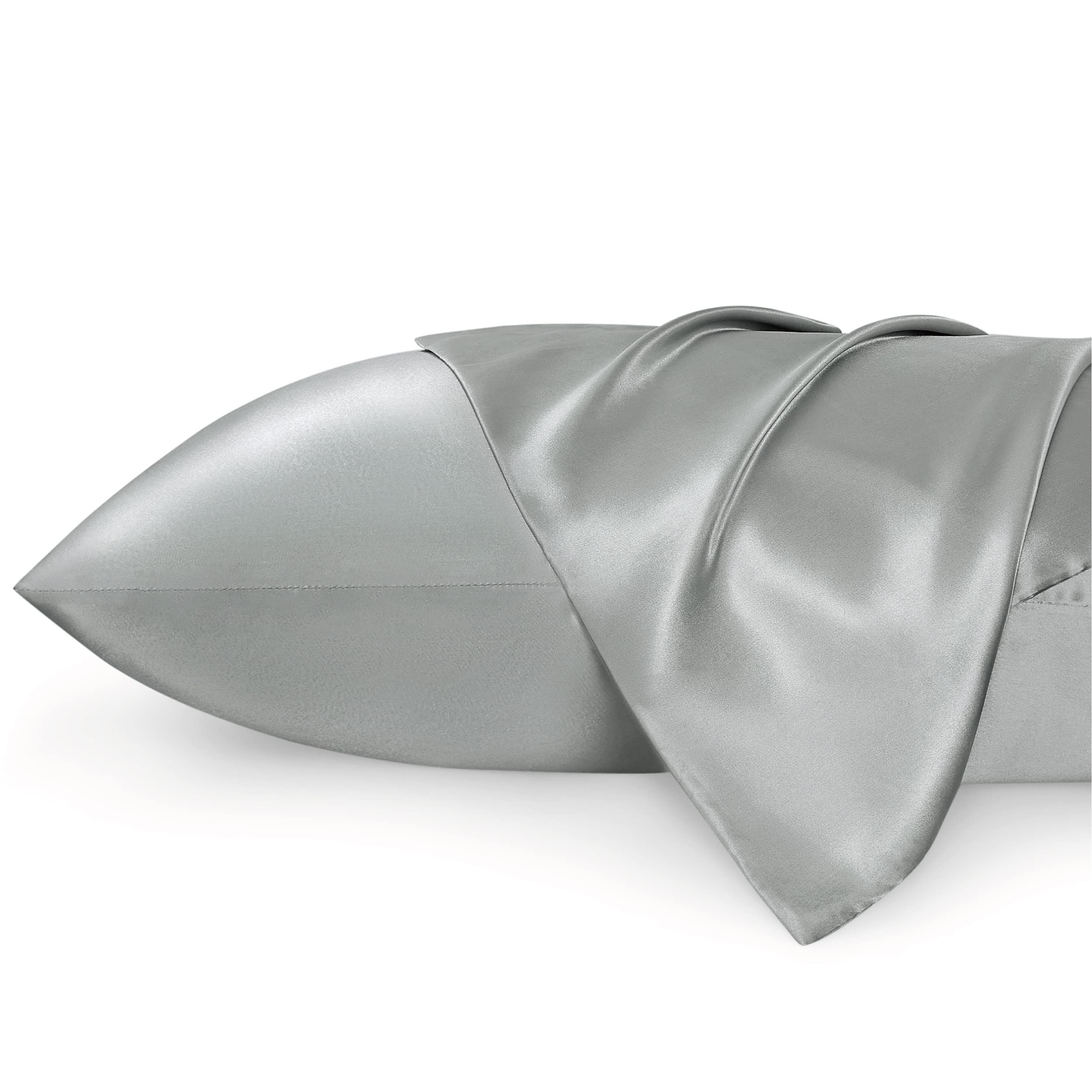 Bedsure Satin Pillowcase for Hair and Skin Queen - Silver Grey Silky