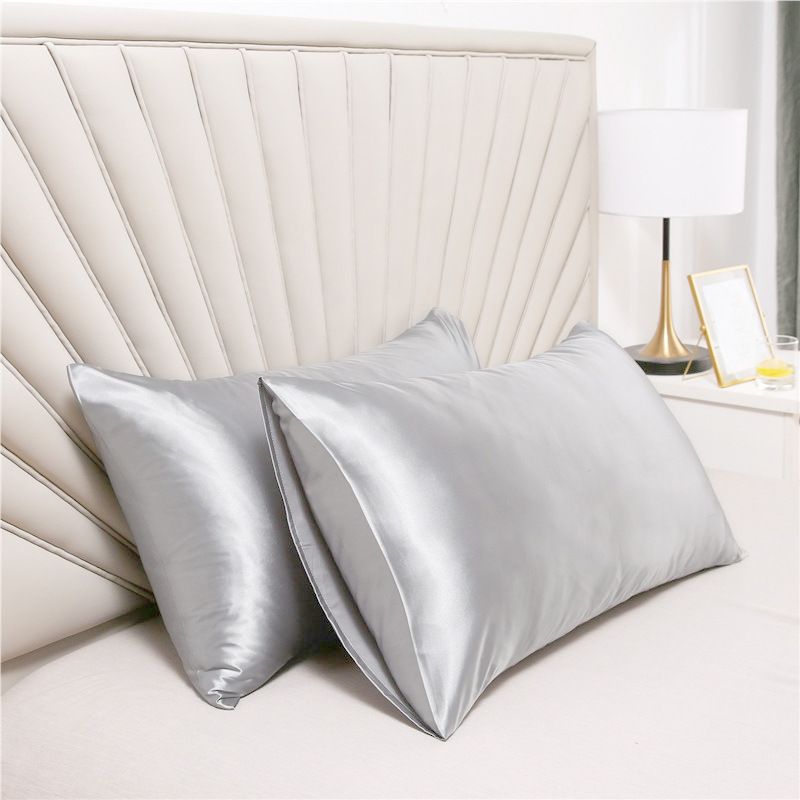 Bedsure Satin Pillowcase for Hair and Skin Queen - Silver Grey Silky view 5
