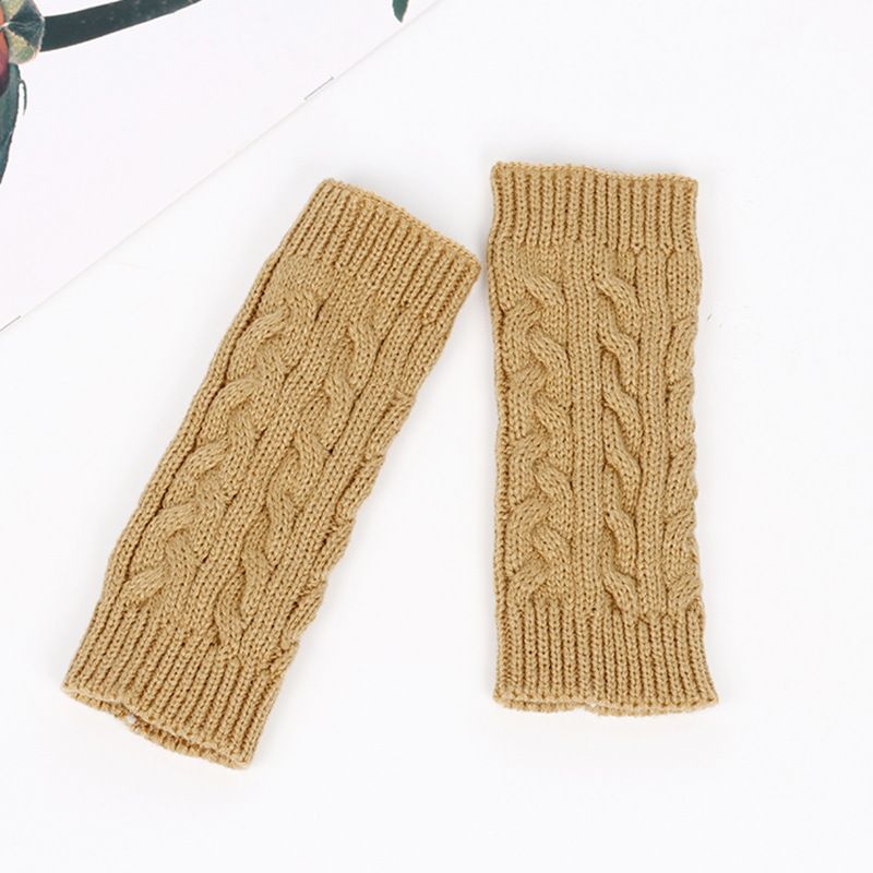 Women's Knit Arm Warmers Fingerless Gloves Thumb Hole Gloves Mittens for view 5