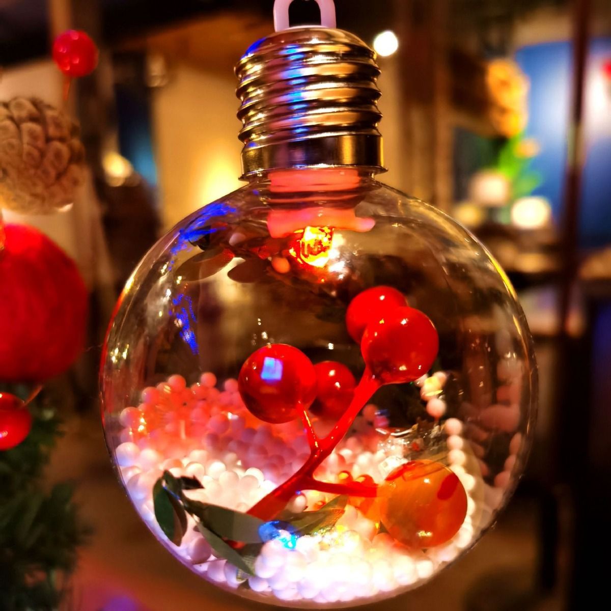 2 Pack Christmas Tree Balls ，Christmas Tree Decoration Ball，Warm Light view 3