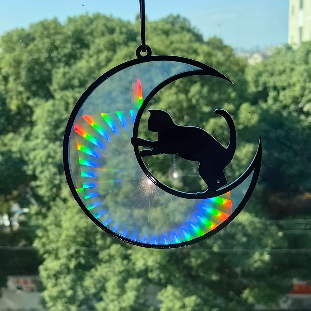Acrylic Stained Glass Windows Hanging Decoration Black Cat Decor Car Hanging view 4