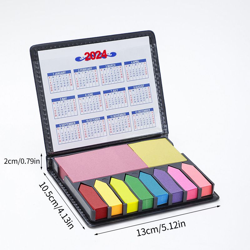memo Notes Holder with Index tab Flags in Leather Like case view 2