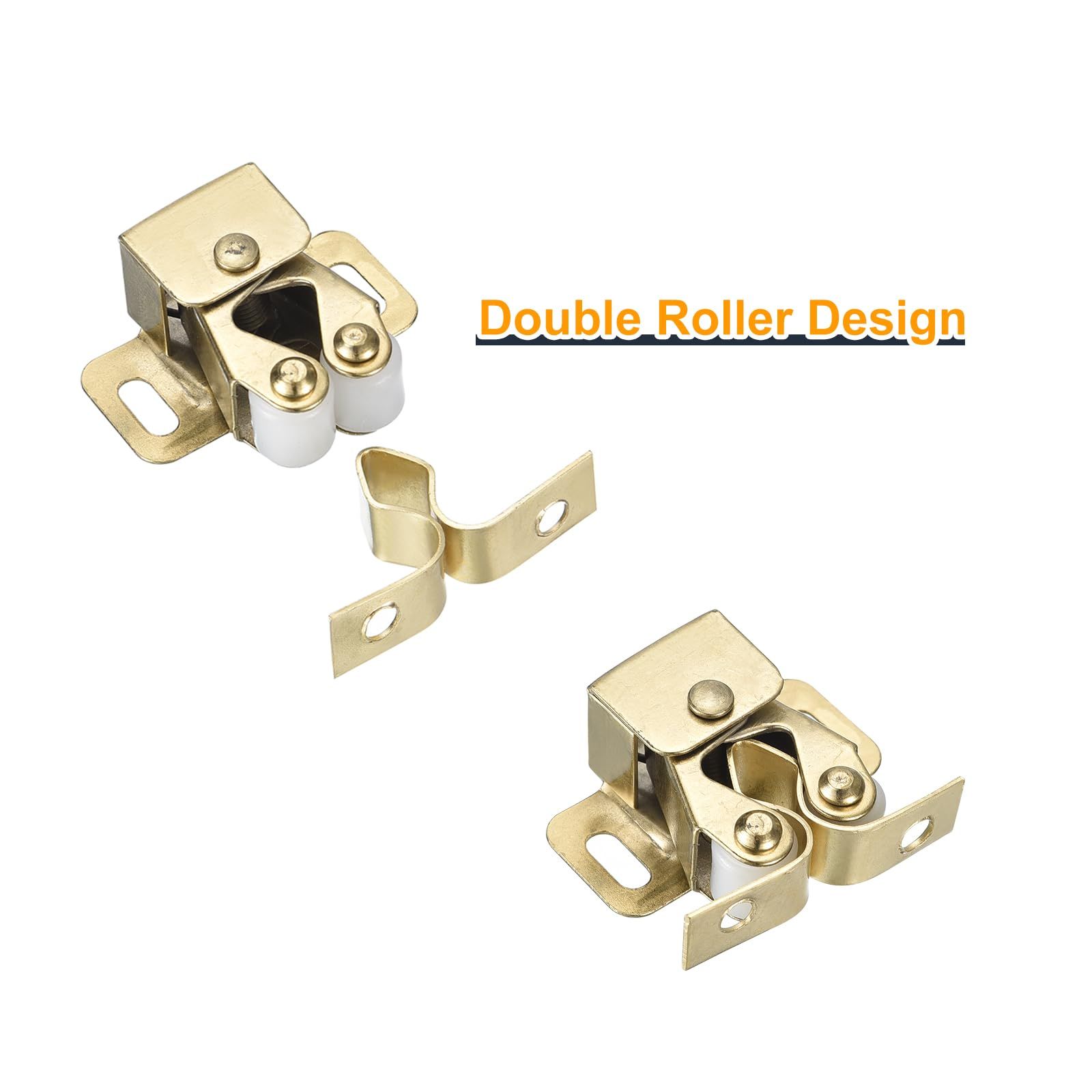 4 Set Double Roller Catch Cabinet Latch Hardware Fitting for Cabinet Cupboard view 4