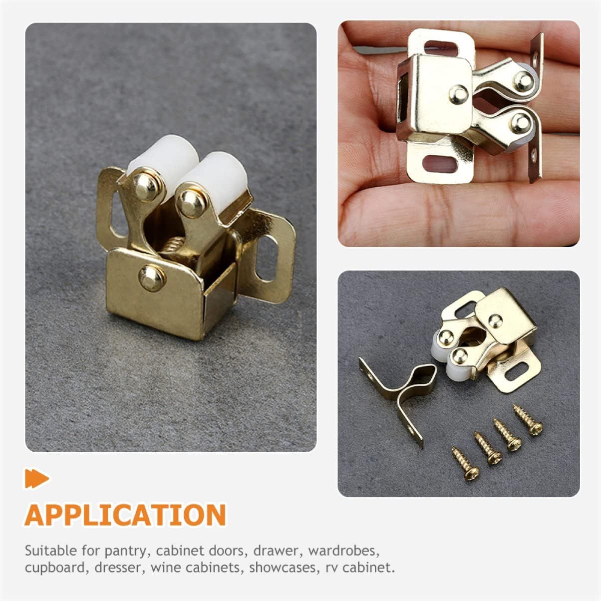 4 Set Double Roller Catch Cabinet Latch Hardware Fitting for Cabinet Cupboard view 9