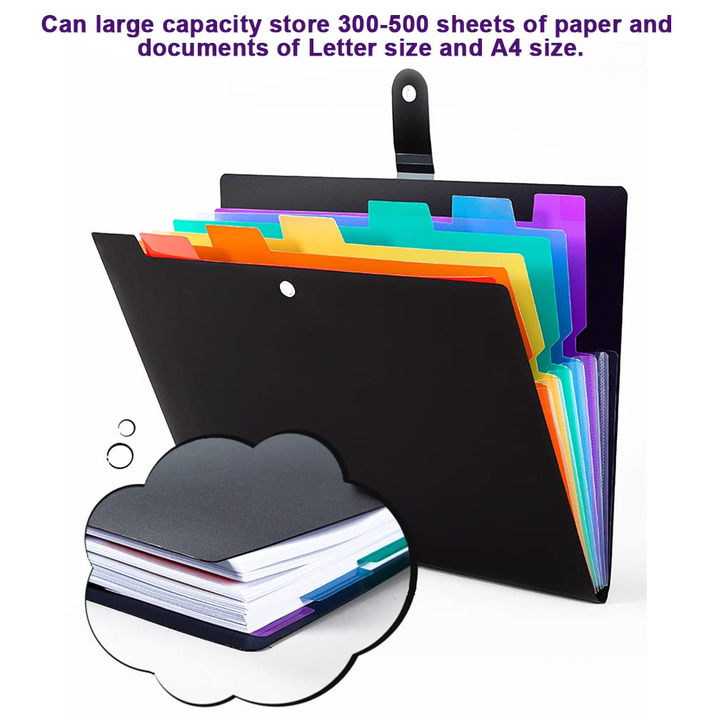 7 Pockets Paper Size Accordion Filing Folder Organizer with Sticker Tabs view 3