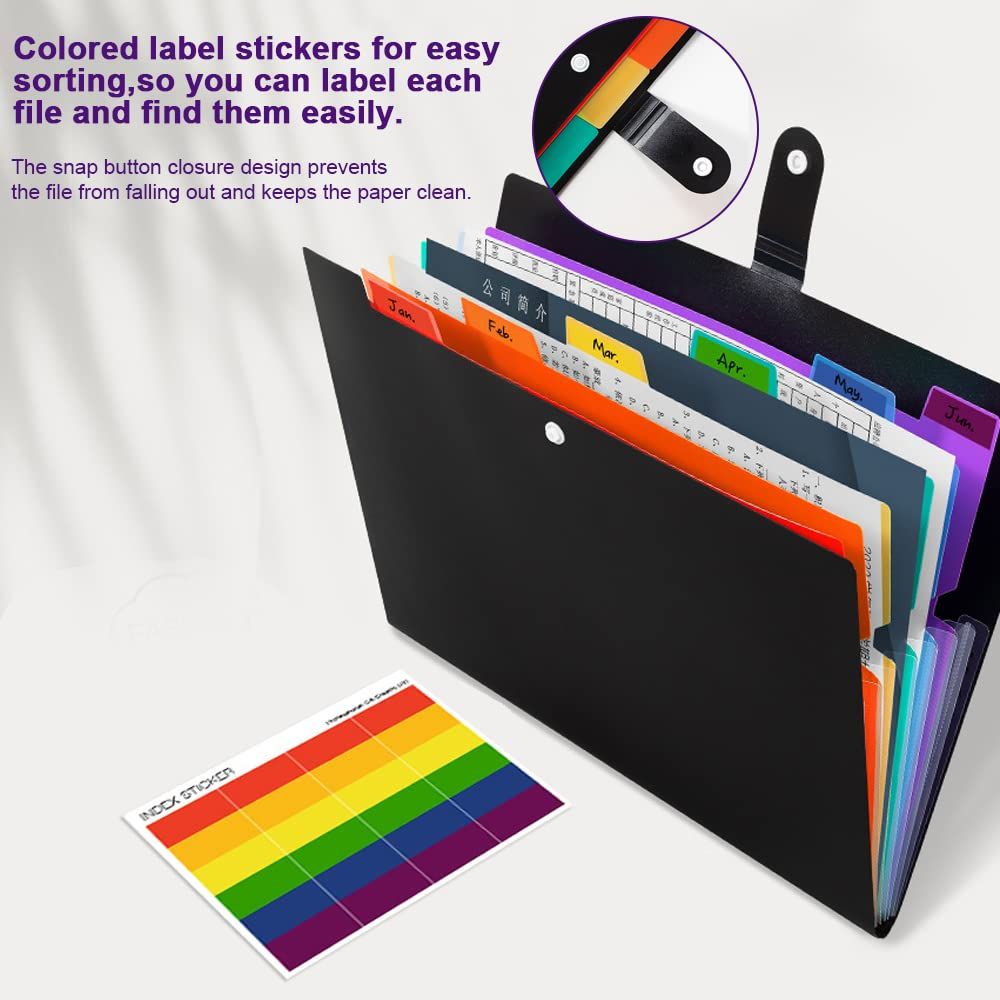7 Pockets Paper Size Accordion Filing Folder Organizer with Sticker Tabs view 6