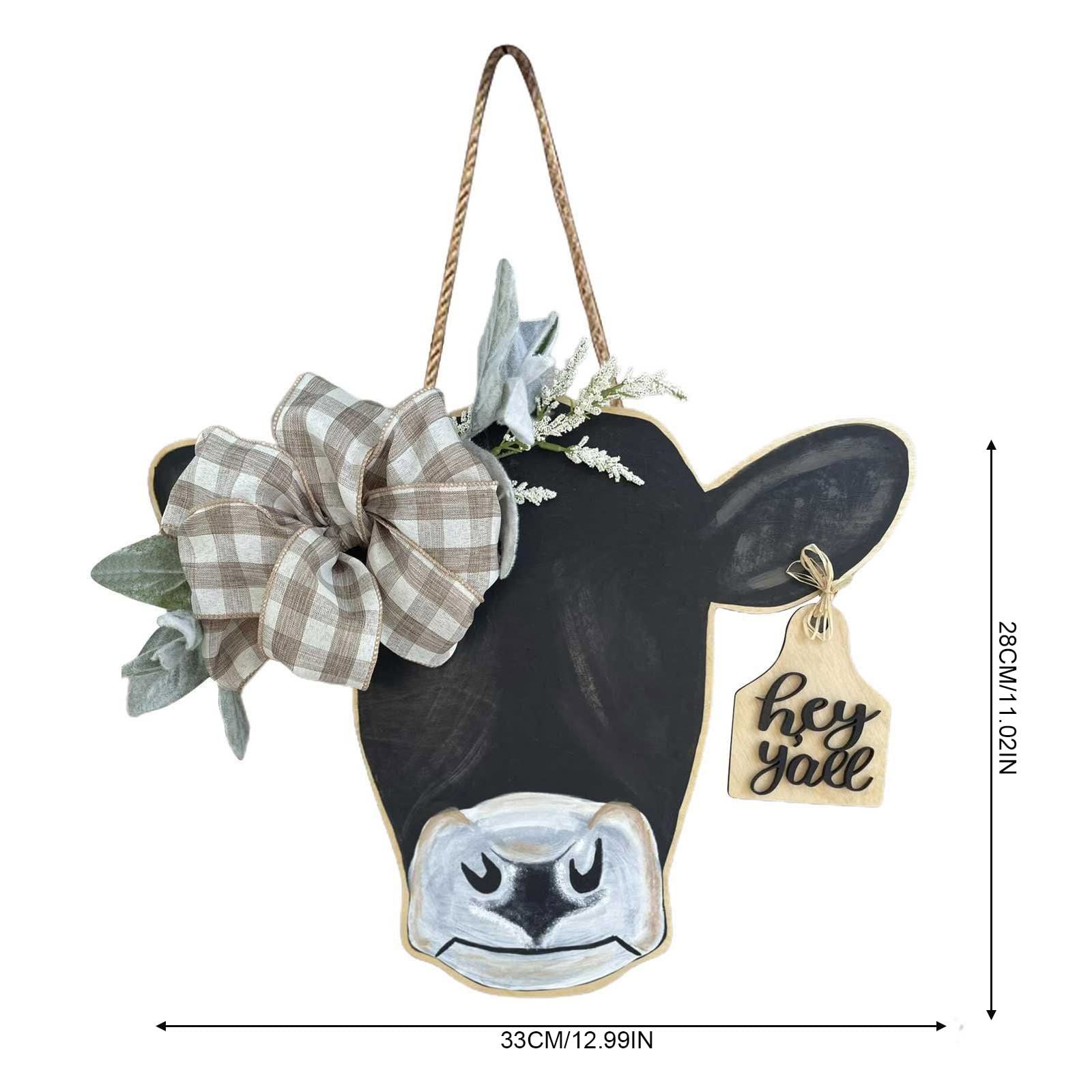 Orchids Cow Head Door Wreath Sign view 3