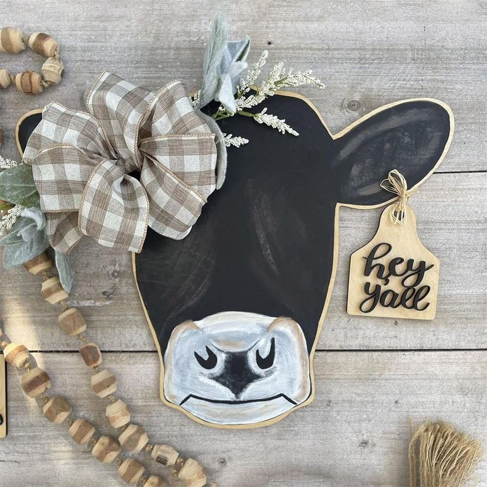 Orchids Cow Head Door Wreath Sign view 5