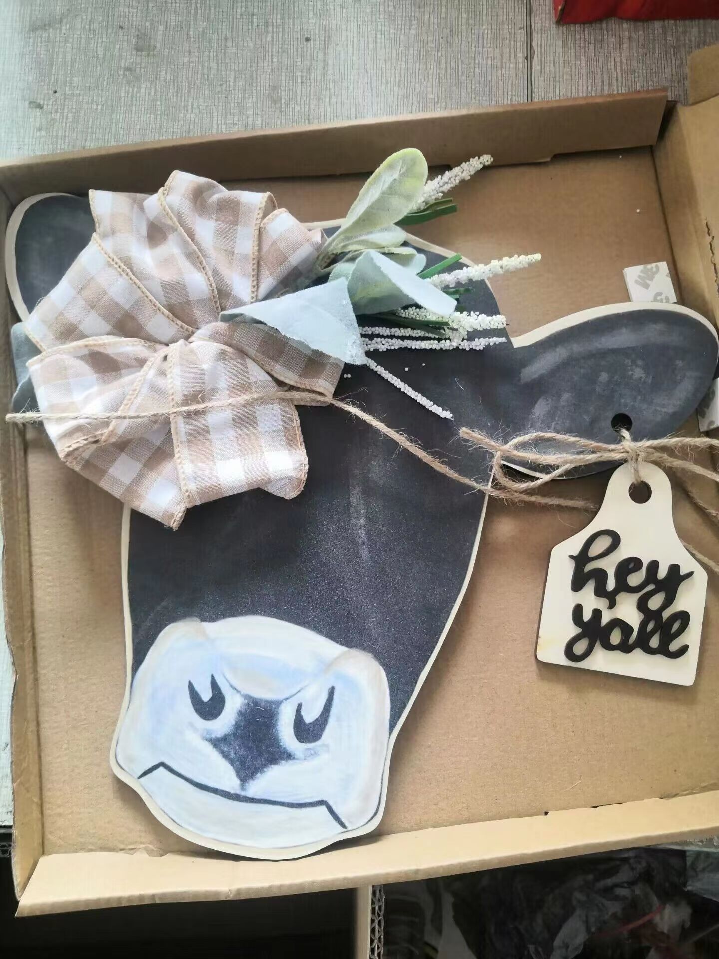 Orchids Cow Head Door Wreath Sign view 8