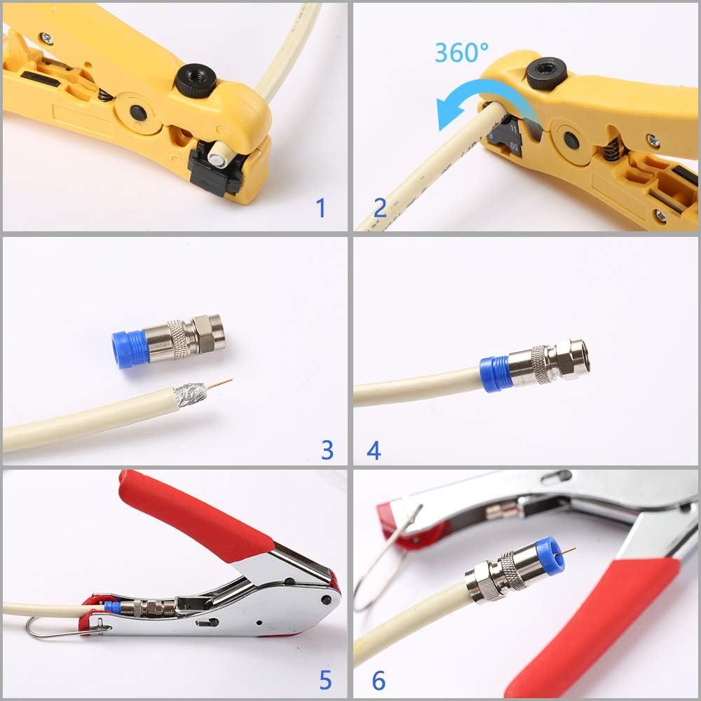 Coaxial Cable Crimper Coax Compression Tool Coaxial Cable Stripper for Cable view 10
