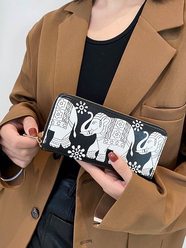 Women Wallet Clutch Long Purse Cartoon Printed Wallet ( Elephant) Purse Wallet view 5