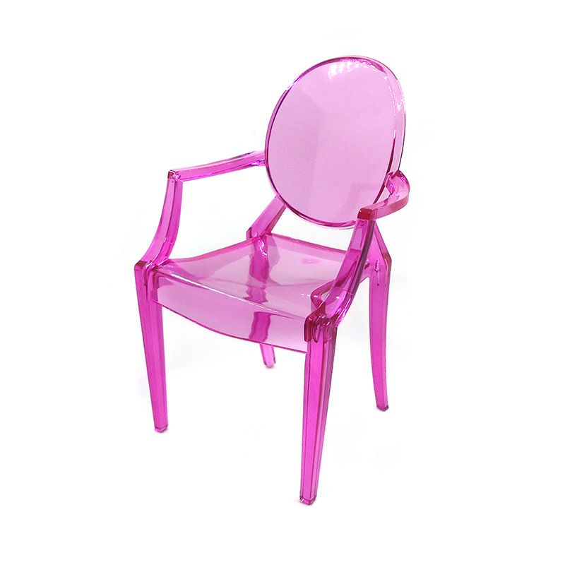 Modern Acrylic Stacking Kitchen and Dining Room Arm Chair in Pink - Fully