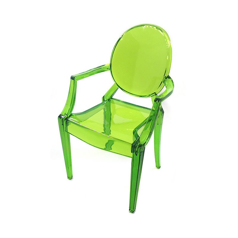 Modern Acrylic Stacking Kitchen and Dining Room Arm Chair in Pink - Fully view 2