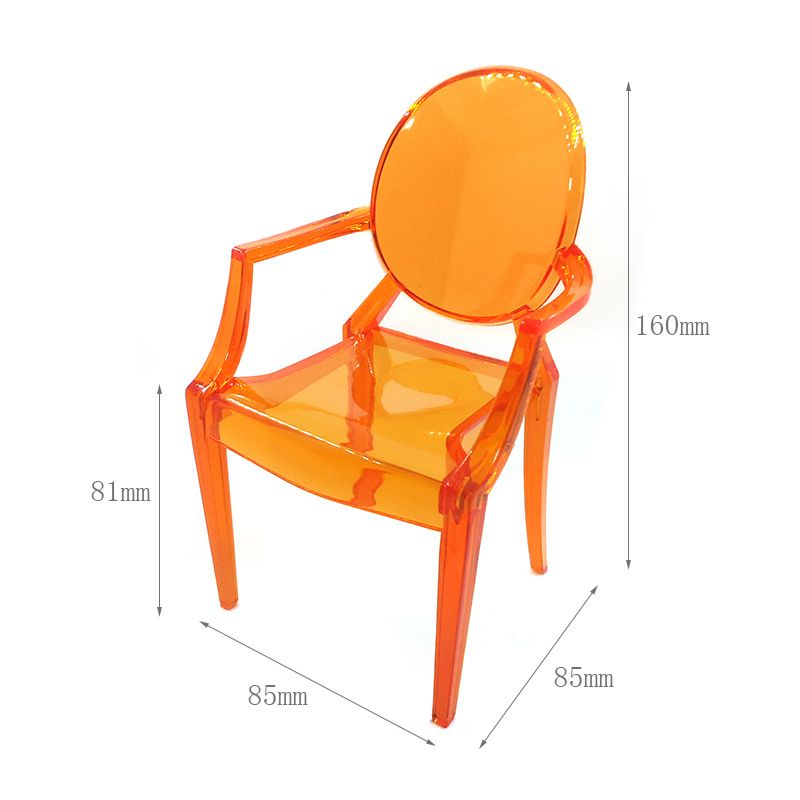 Modern Acrylic Stacking Kitchen and Dining Room Arm Chair in Pink - Fully view 5