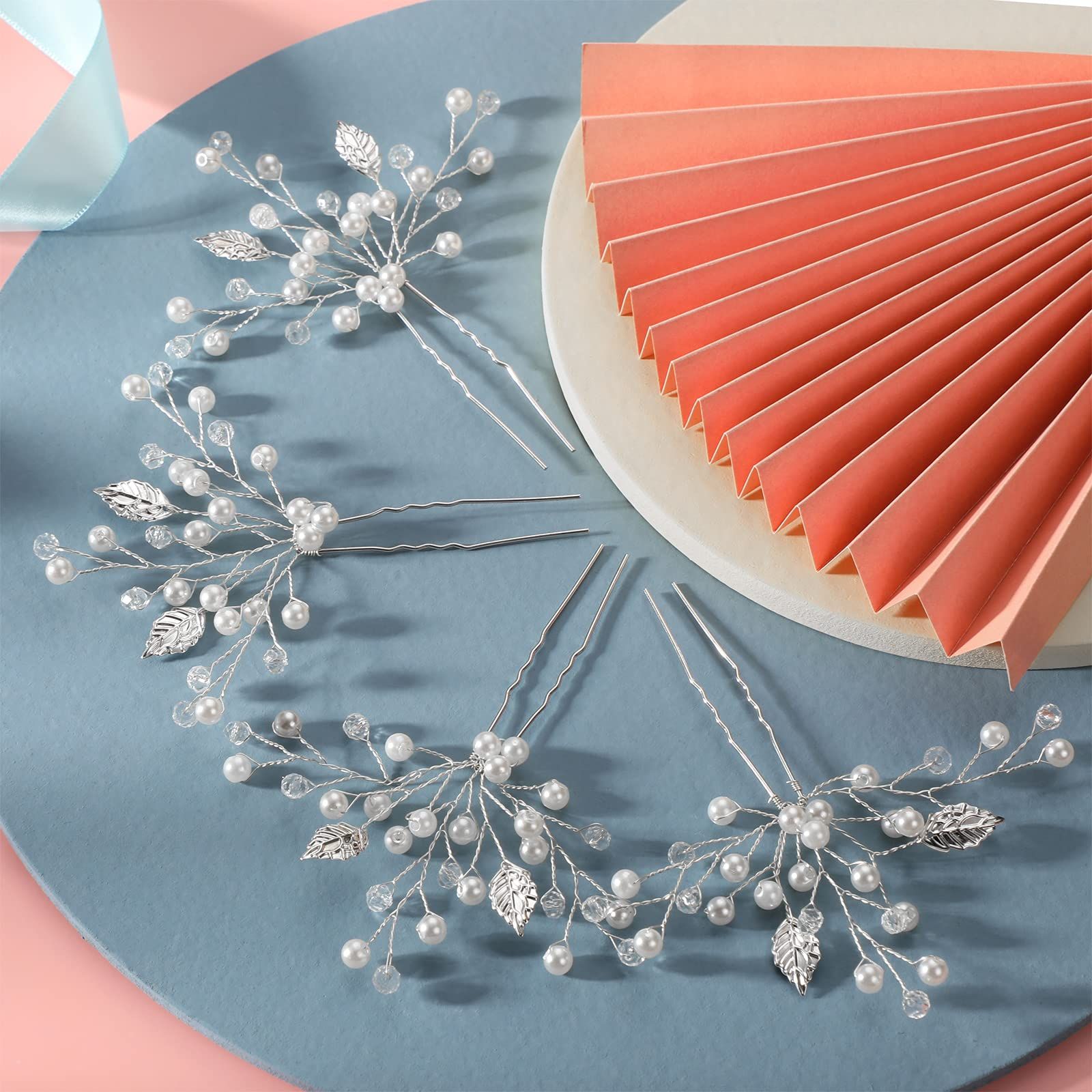 8 Pieces Bride Wedding Pearls Hair Pins Rhinestone Bridesmaid Hair Pieces view 3