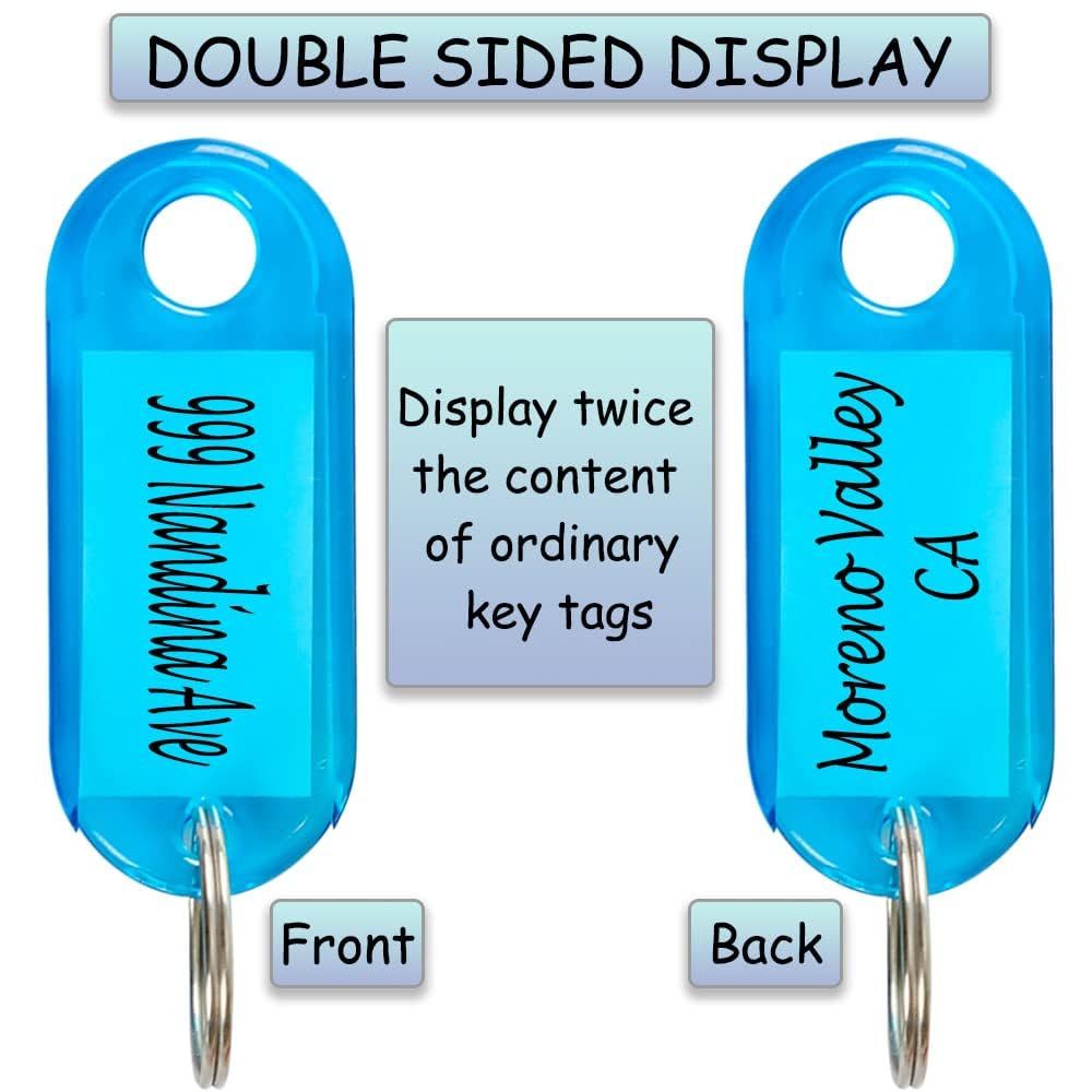 2pcs Crystal Clear Plastic Key Tags with Double Sided Display view 2