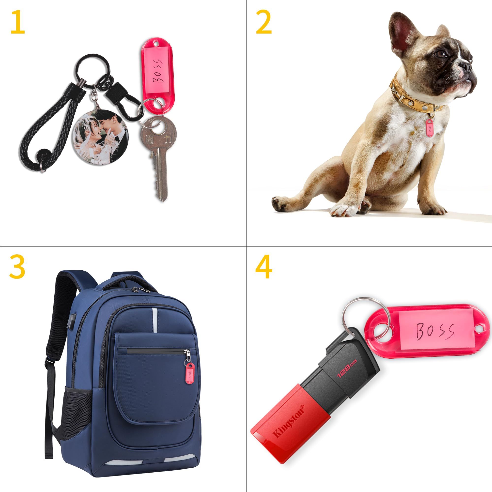 2pcs Crystal Clear Plastic Key Tags with Double Sided Display view 3