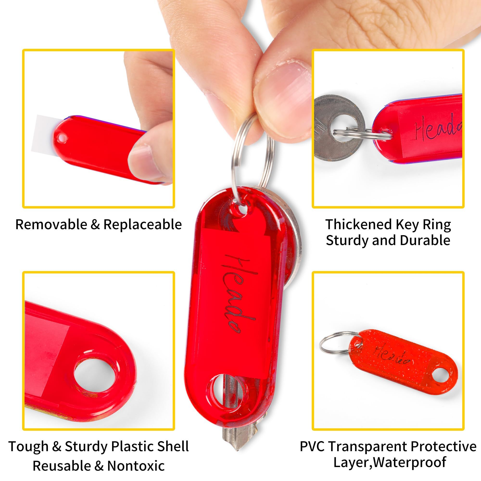 2pcs Crystal Clear Plastic Key Tags with Double Sided Display view 5