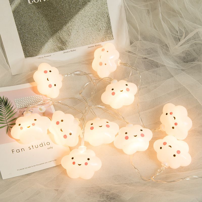10 LED Battery Powered Room Light Baby Kids Cute Cloud Face Shape Lamp view 2