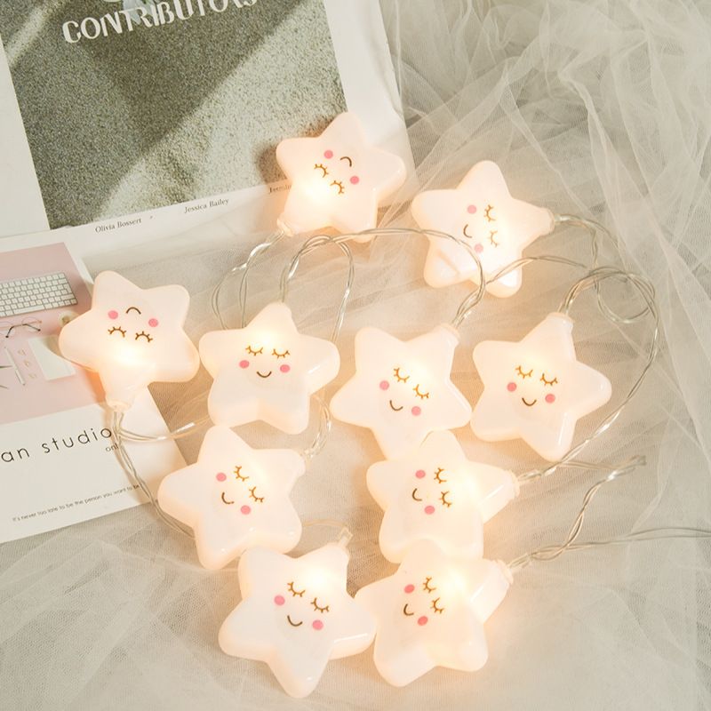 10 LED Battery Powered Room Light Baby Kids Cute Cloud Face Shape Lamp view 3