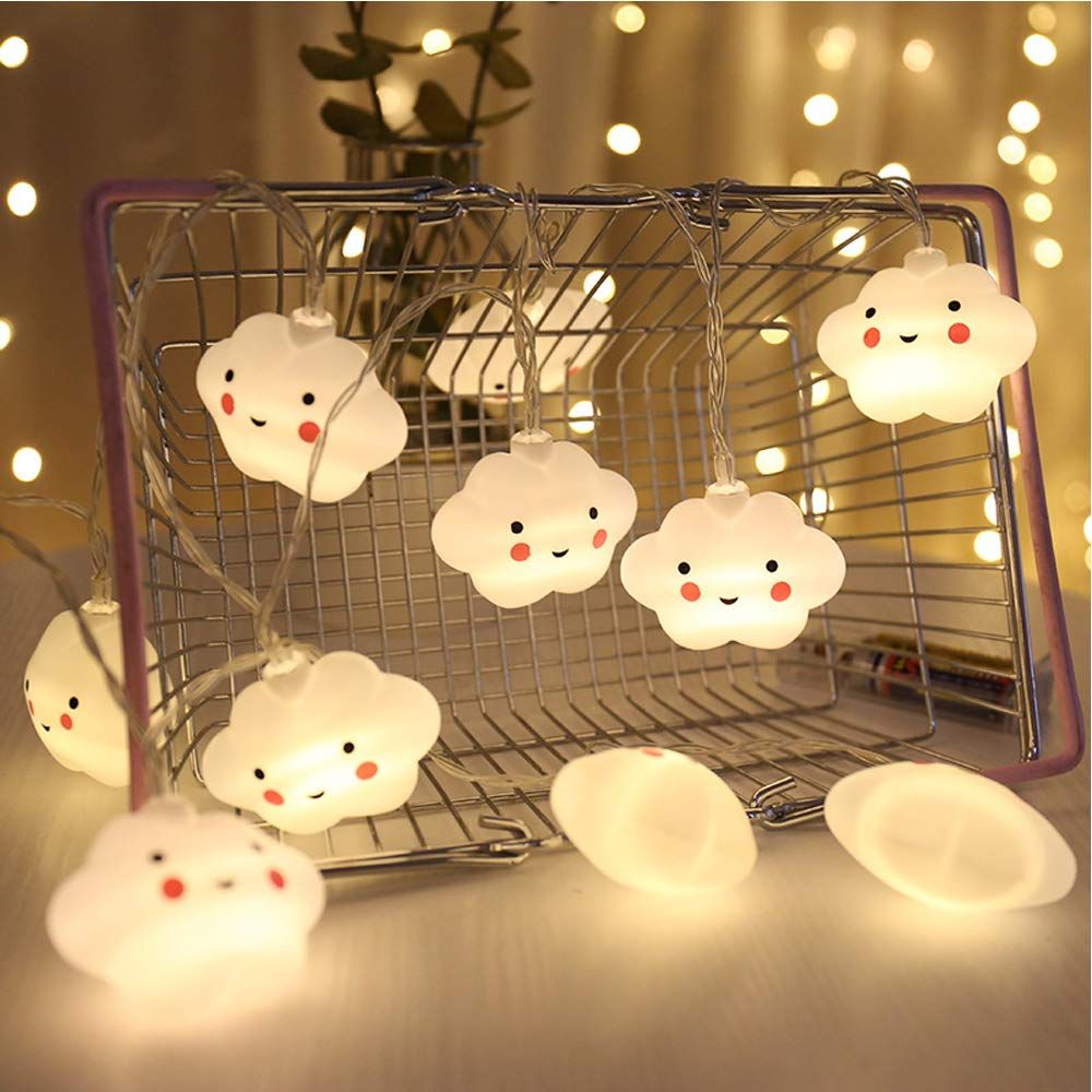 10 LED Battery Powered Room Light Baby Kids Cute Cloud Face Shape Lamp view 5