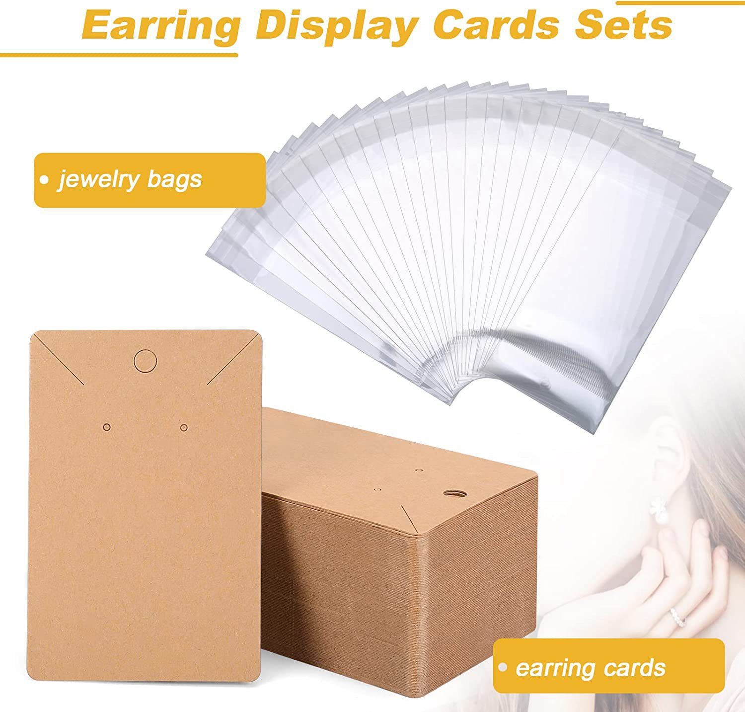 50Pcs Earring Cards with Earring Backs and Self-Sealing Bags Kit view 5